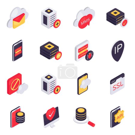 Set of Big Data Isometric Icons 