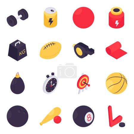 Set of Sports Isometric Icons 