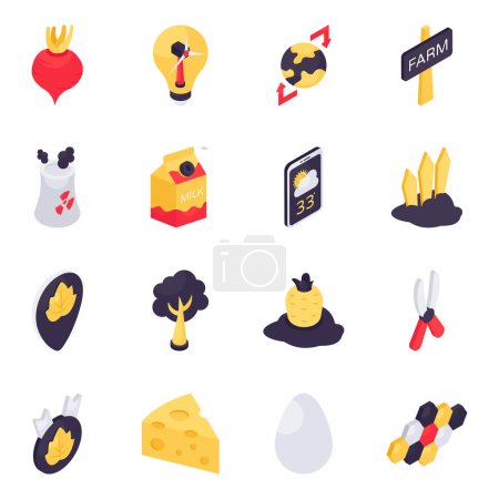 Set of Nature and Eco Isometric Icons