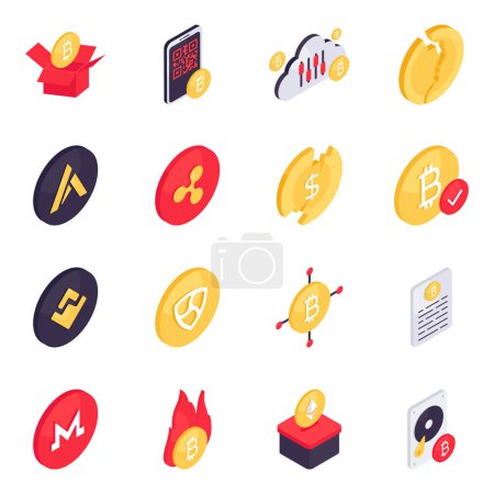Set of Digital Money Isometric Icons