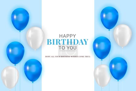 Illustration for Vector elegant design of happy birthday background design with realistic balloons - Royalty Free Image
