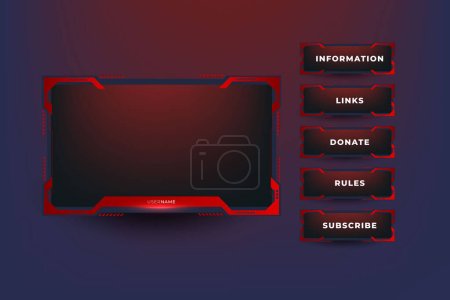 Illustration for Vector twitch overlay gamer and streamer - Royalty Free Image