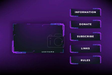 Illustration for Vector twitch overlay gamer and streamer - Royalty Free Image