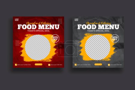Vector healthy food menu social media banner post template design