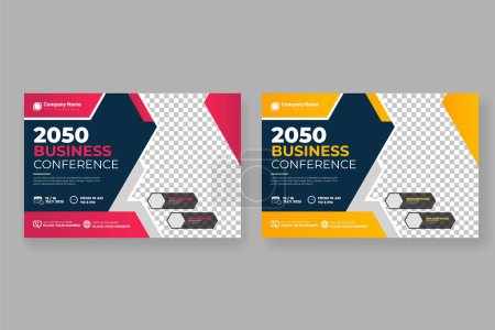 Illustration for Vector global corporate business conference flyer template or business webinar - Royalty Free Image