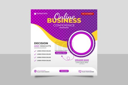 Vector corporate business conference social media post and web banner or square flyer