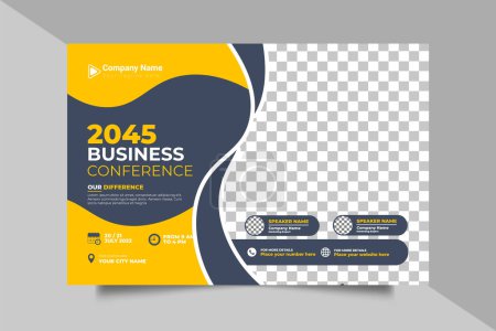 Illustration for Vector creative business conference flyer or live webinar horizontal flyer and invitation - Royalty Free Image