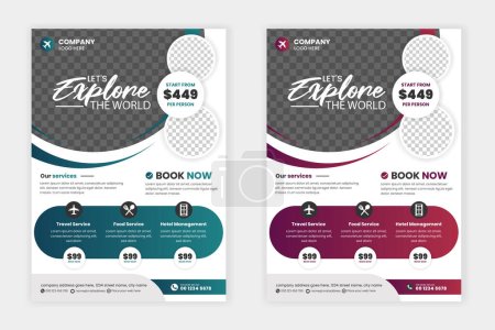 Illustration for Vector new modern travel agency business creative flyer template - Royalty Free Image