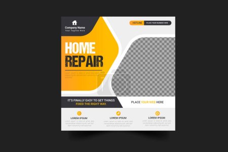Ilustración de Modern house renovation service web banner vector for online marketing home repair business social media post design - Imagen libre de derechos