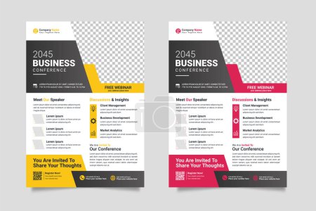 Ilustración de Plantilla de folleto de conferencia de negocios corporativos vectoriales o diseño de banner de conferencia de webinar en vivo de negocios - Imagen libre de derechos