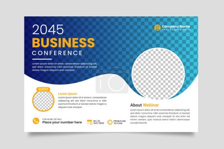 Illustration for Vector corporate horizontal business conference flyer template or business live webinar conference banner - Royalty Free Image