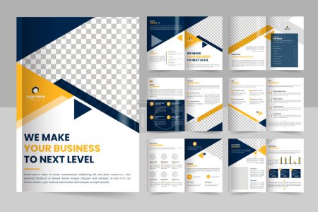 Business brochure template layout design, minimal business brochure template design, 12-page corporate brochure editable template layout.