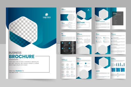 Illustration for Business brochure template layout design, minimal business brochure template design, 12-page corporate brochure editable template layout. - Royalty Free Image