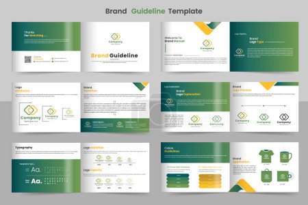 Corporate brand  Guidelines template. Brand Identity presentation. Logo Guide Book. Logo type idea