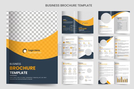 Illustration for Brochure template layout design and corporate company profile minimal 12-page brochure template design - Royalty Free Image
