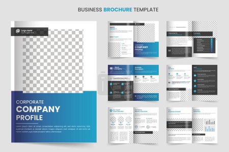 Illustration for Brochure template layout design and corporate company profile minimal 12-page brochure template design - Royalty Free Image
