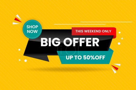 Mega sale discount banner set promotion with the yellow background