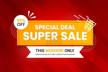 Illustration for Vector mega sale discount banner promotion with the yellow background and  super offer banner template with editable text effect - Royalty Free Image