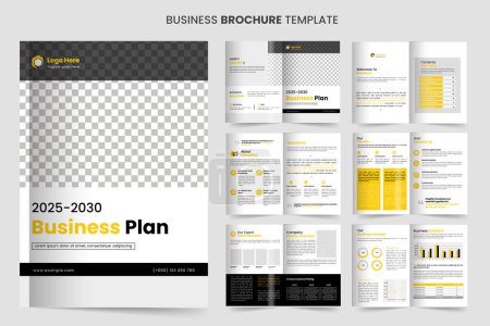 Téléchargez les illustrations : Modèle de brochure minimaliste de plan d'affaires avec un concept moderne et une mise en page minimaliste pour le profil d'entreprise - en licence libre de droit