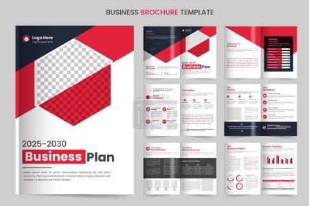 Téléchargez les illustrations : Modèle de brochure minimaliste de plan d'affaires avec un concept moderne et une mise en page minimaliste pour le profil d'entreprise - en licence libre de droit