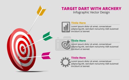 Illustration for Target Dart With Archery Infographic Vector Design - Royalty Free Image