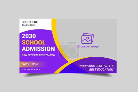 Illustration for WebKids school education admission video thumbnail and web banner template - Royalty Free Image