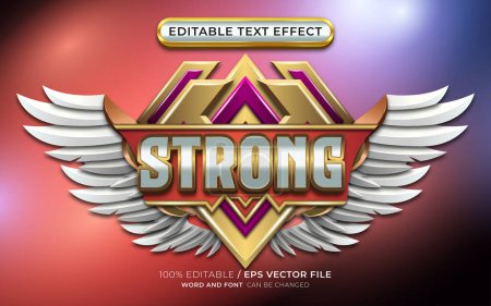 Ilustración de Logotipo de juego 3d de lujo fuerte con efecto de texto editable - Imagen libre de derechos