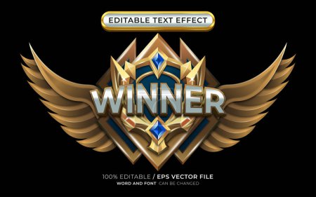Illustration for Winner Editable Text Effect Game Style - Royalty Free Image