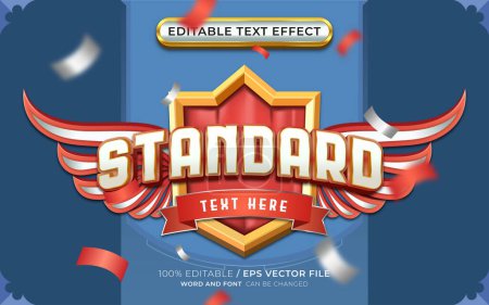 Ilustración de Efecto de texto editable estándar con emblema alado - Imagen libre de derechos