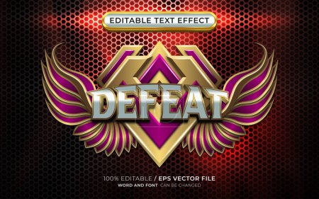 Illustration for Editable Defeat Text Effect with Winged Emblem - Royalty Free Image