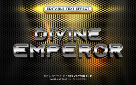 Illustration for Editable Text Effect Divine Emperor, 3D Metallic and Shiny Font Style - Royalty Free Image