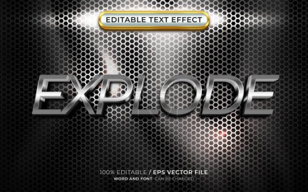 Editable Text Effect Explode, 3D Metallic and Shiny Font Style