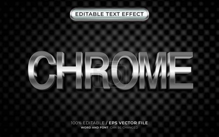 Effet texte modifiable Style Chrome, 3D métallique et polices brillantes