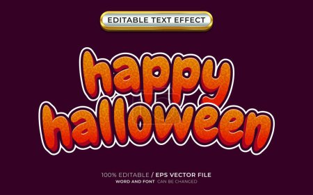 Ilustración de Feliz Halloween 3D Editable texto efecto contorno y estilo de dibujos animados con el tema de Halloween - Imagen libre de derechos