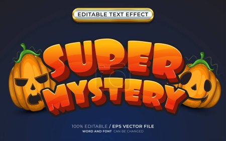 Illustration for Editable Super Mystery 3D Text Effect Halloween Theme - Royalty Free Image
