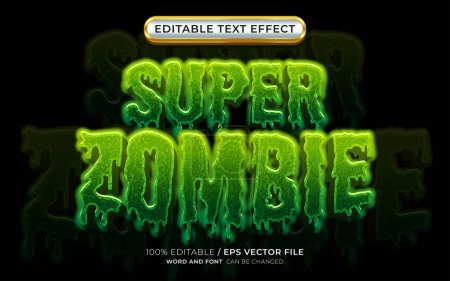 Ilustración de Super Zombie 3D Editable efecto de texto con horror y tema de miedo - Imagen libre de derechos