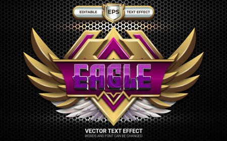 Ilustración de Insignia de juego de águila con efecto de texto editable - Imagen libre de derechos