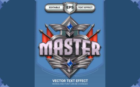 Illustration for Master Achievement Game Badge with Editable Text Effects - Royalty Free Image