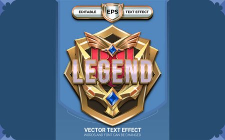 Illustration for Bloodbath Legend Achievement Game Badge with Editable Text Effects and Golden Theme - Royalty Free Image