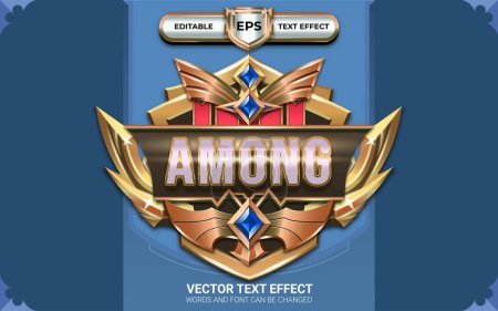 Illustration for God Among Man Achievement Game Badge with Editable Text Effects and Golden Theme - Royalty Free Image