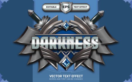 Illustration for Darkness Badge with Editable Text Effect and Game Style - Royalty Free Image