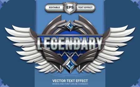Illustration for Game Style Legendary Badge with Editable Text Effect - Royalty Free Image