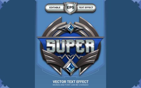 Illustration for Super Badge with Editable Text Effect and Game Themed - Royalty Free Image
