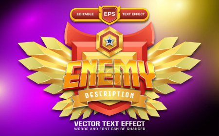 Illustration for Enemy 3d game logo with editable text effect - Royalty Free Image
