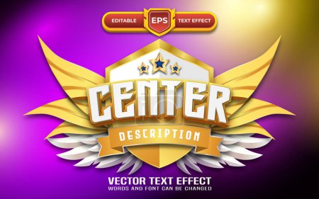 Illustration for Center 3d game logo with editable text effect - Royalty Free Image