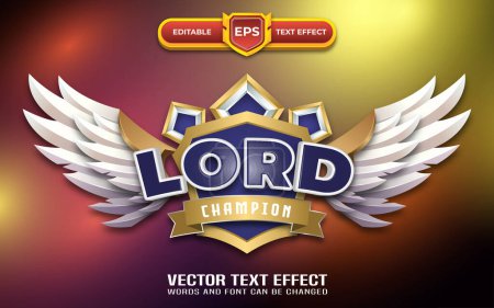 Illustration for Lord 3d game logo with editable text effect - Royalty Free Image
