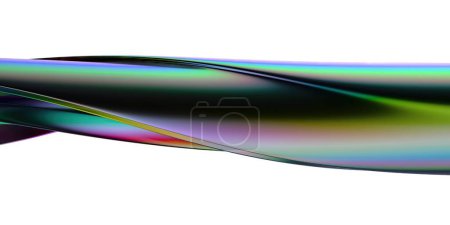 Foto de Línea de curva metálica ondulada iridiscente metálica aislada abstracta dramática moderna lujo 3D renderizado elementos de diseño gráfico fondos Ilustración 3D de alta calidad. - Imagen libre de derechos