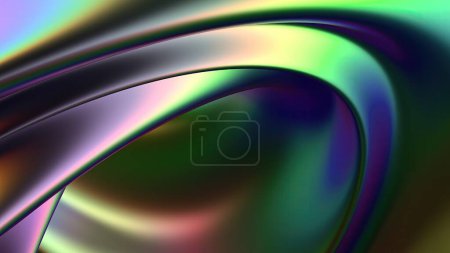 Téléchargez les photos : Rainbow chrome grande plaque métallique incurvée plier psychédélique cyberpunk moderne rendu 3D matériau de fond Illustration 3D de haute qualité. - en image libre de droit