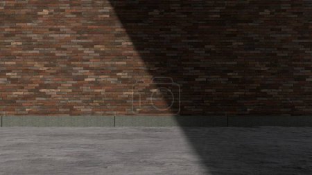Téléchargez les photos : Extérieur béton sol supports brique mur espace avec des ombres acérées rue abstraite moderne 3d rendus éléments de conception de fond Illustration 3D de haute qualité. - en image libre de droit