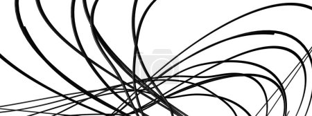 Téléchargez les photos : Expression artistique contemporaine de délicates courbes de Bézier aux lignes fines Noir abstrait, élégant et moderne Image de rendu 3DImage de rendu 3D haute résolution - en image libre de droit
